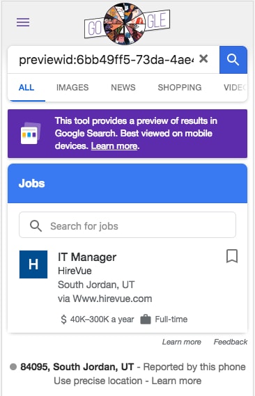 Job Posting Google Featured Snippet Preview