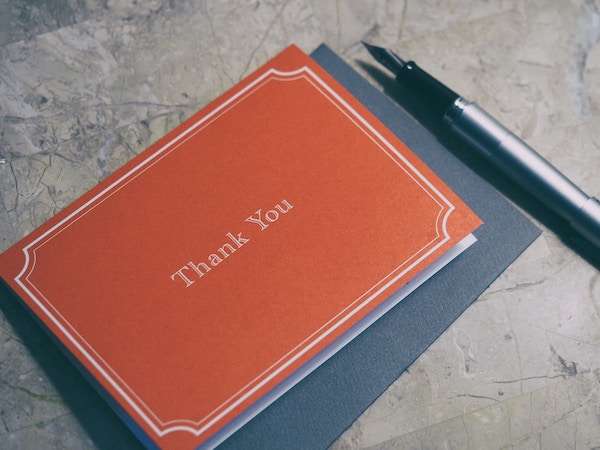 Writing a thank you card