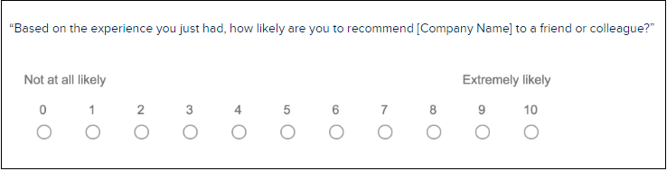 Sample candidate experience net promoter score question
